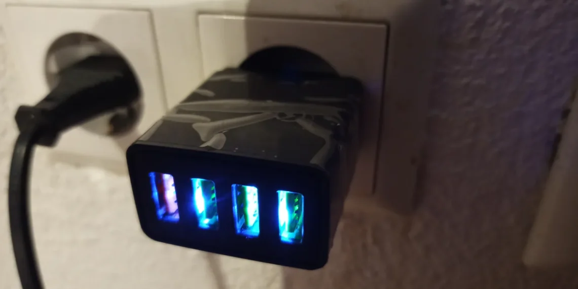 USB mobile phone charger with four ports and Quick Charge 3.0 (HC-376) | Licencija: CC BY-SA 4.0 | Autorius: Almanta